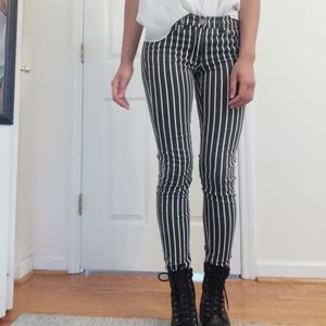 Black and white striped jeans
